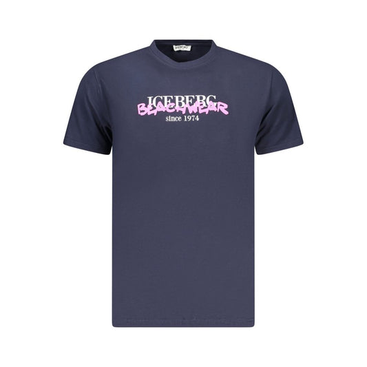 Iceberg Neon Blue Cotton Mens T-Shirt - Bold and Expressive Style