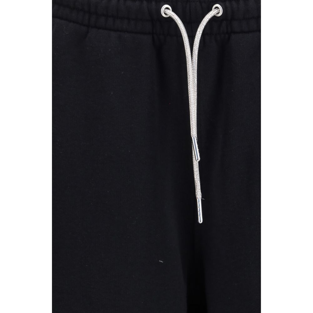 Alexander Wang Black Cotton Athletic Pants with Rhinestones