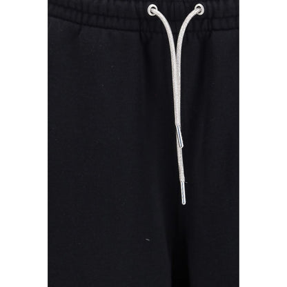 Alexander Wang Black Cotton Athletic Pants with Rhinestones