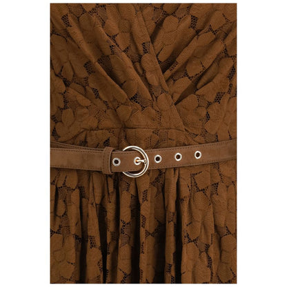 Max Mara Agrume Midi Dress in Brown Polyamide Lace