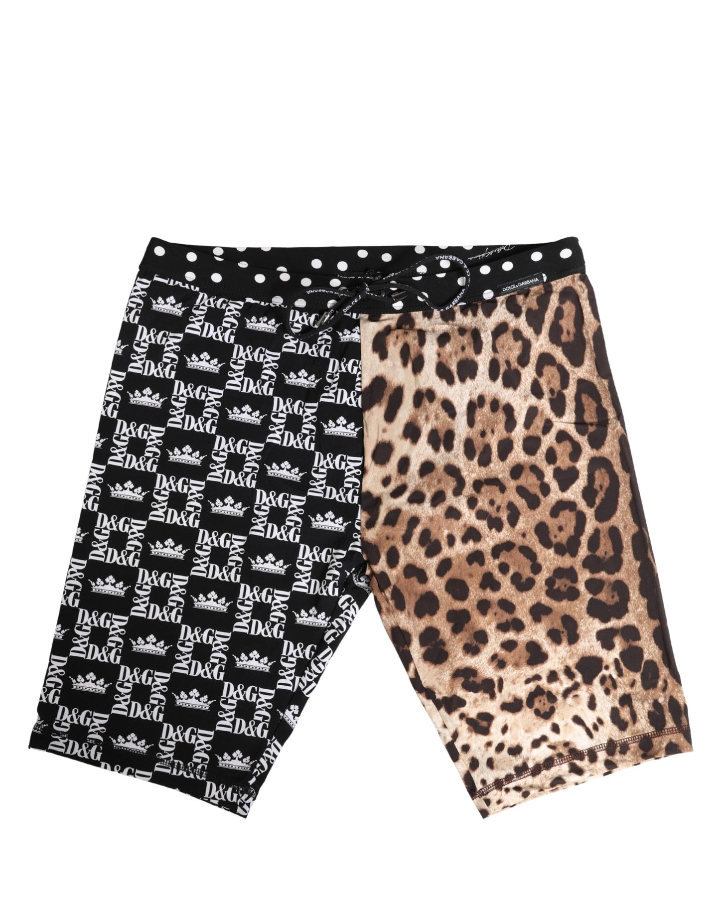 Dolce & Gabbana Mixed Print Leopard & Monogram Logo Cycling Shorts