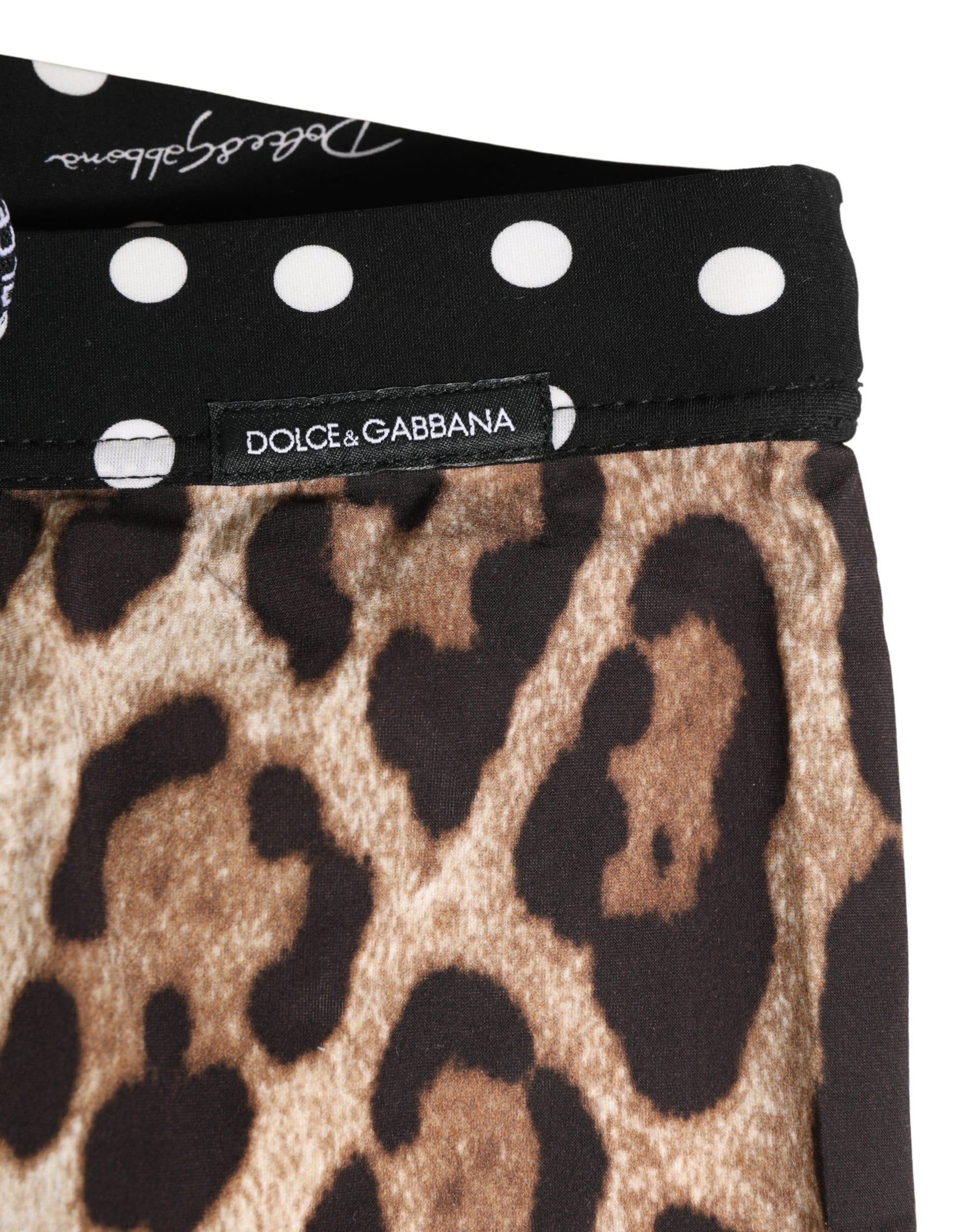 Dolce & Gabbana Mixed Print Leopard & Monogram Logo Cycling Shorts
