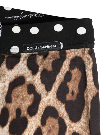 Dolce & Gabbana Mixed Print Leopard & Monogram Logo Cycling Shorts