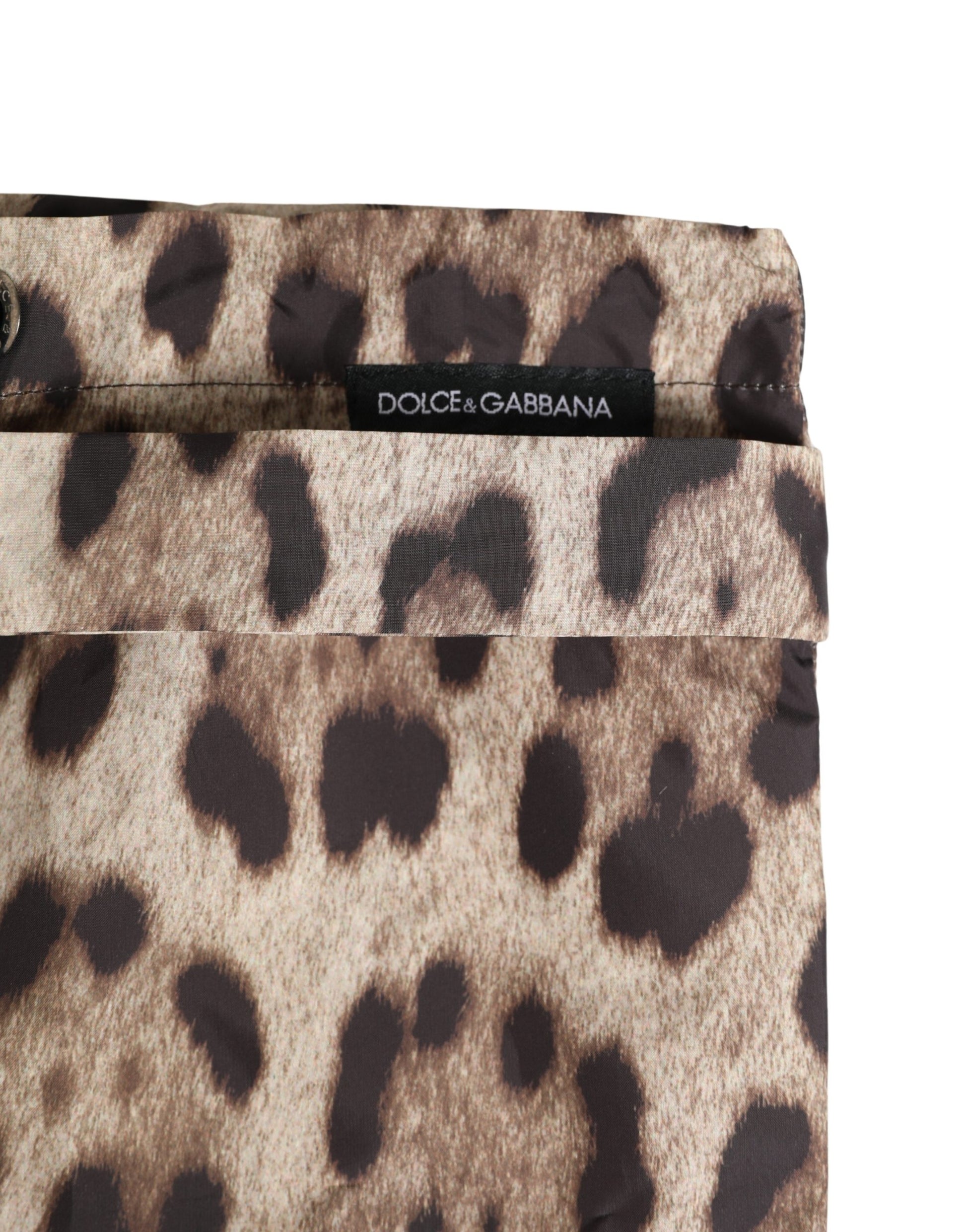 Dolce & Gabbana Mixed Print Leopard & Monogram Logo Cycling Shorts