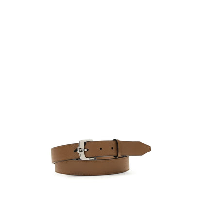 Fendi Brown Calf Leather Bos Taurus Belt with FF Buckle