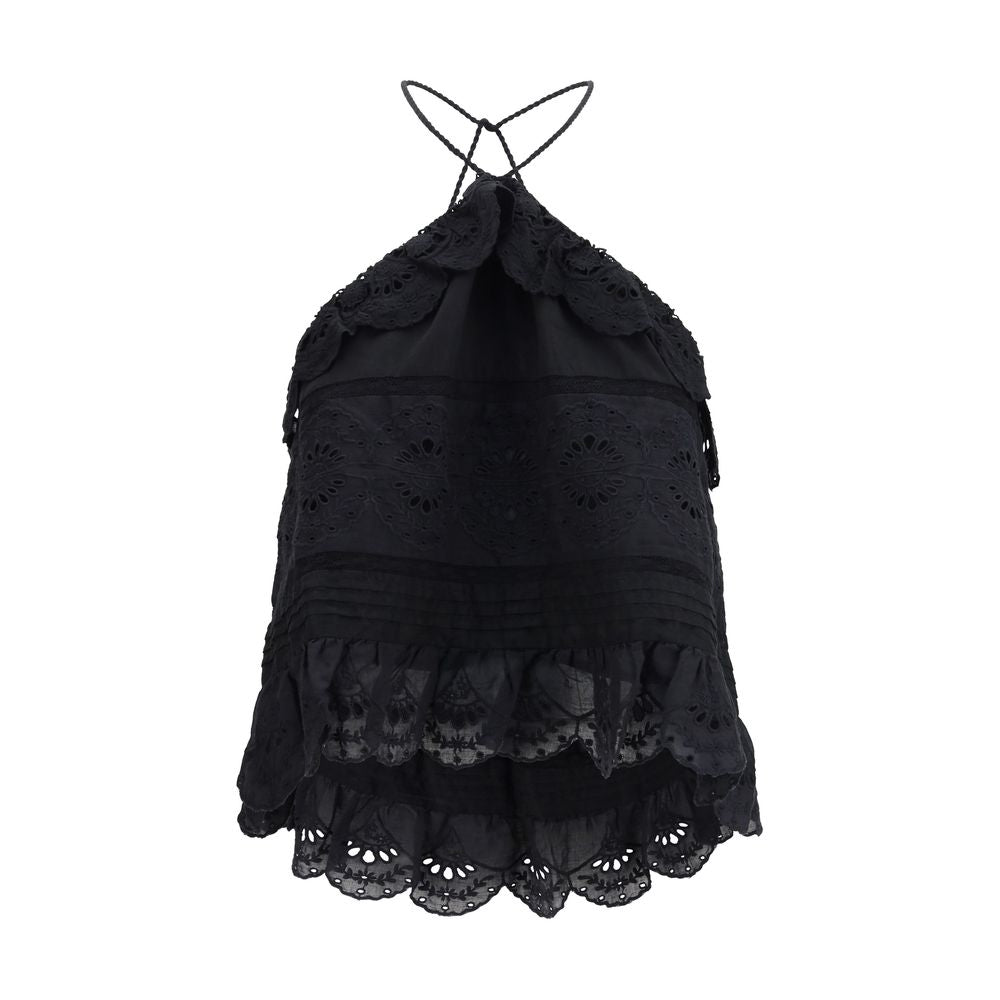 Marant Étoile Black Prisha Ruffled Top