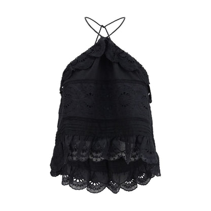 Marant Étoile Black Prisha Ruffled Top