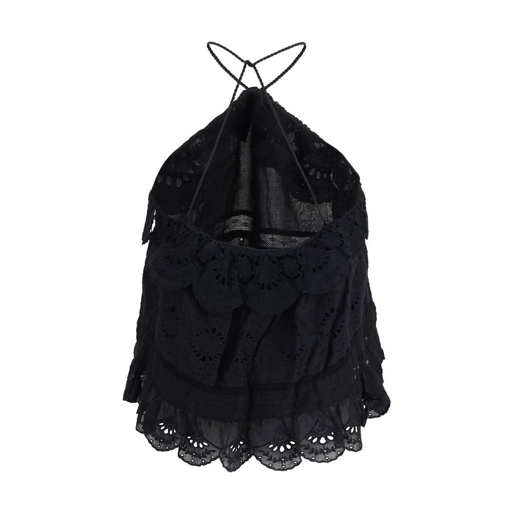 Marant Étoile Black Prisha Ruffled Top