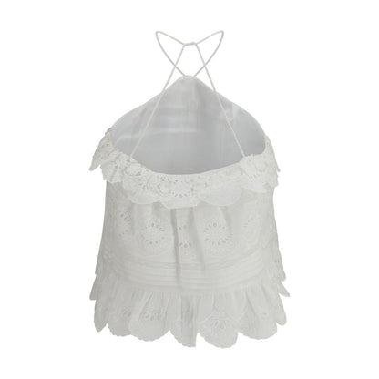Marant Étoile White Cotton Blend Prisha Ruffle Top