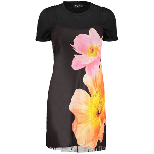 Desigual Black Cotton Women Dress - Bold Creativity Redefined