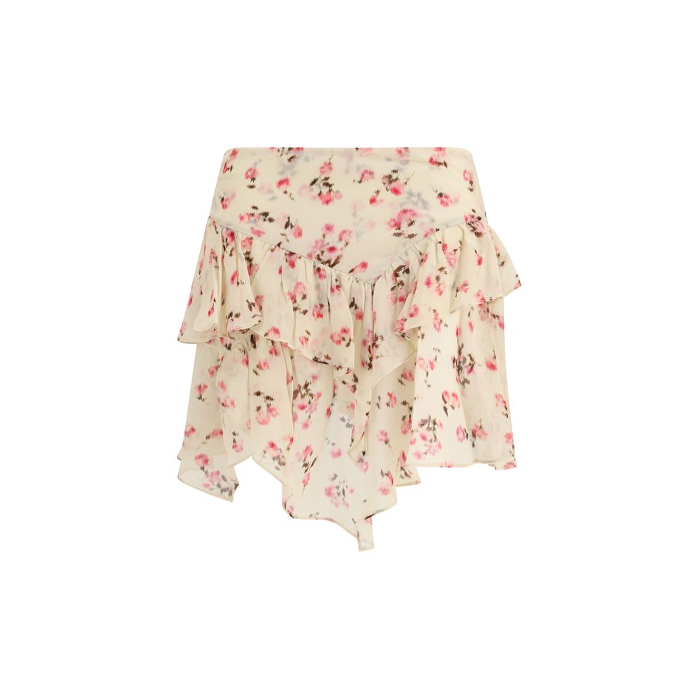 Marant Étoile Beige Lolita Flared Floral Mini Skirt