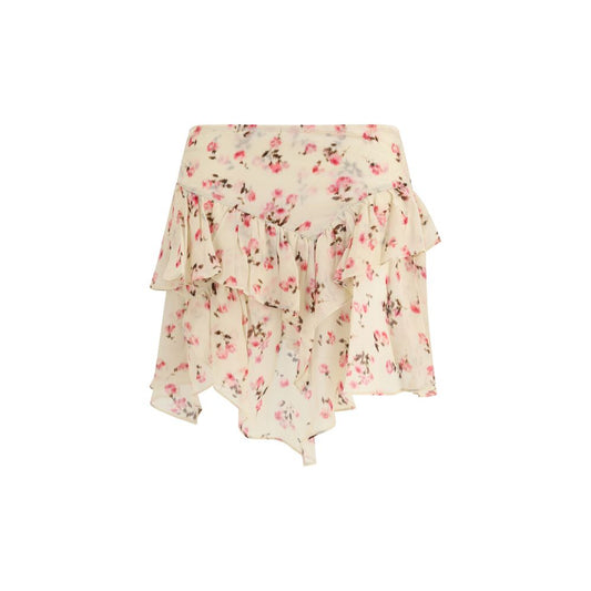 Marant Étoile Beige Lolita Flared Floral Mini Skirt
