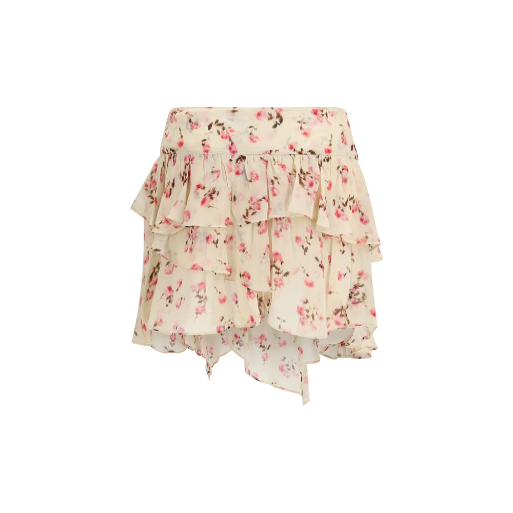 Marant Étoile Beige Lolita Flared Floral Mini Skirt