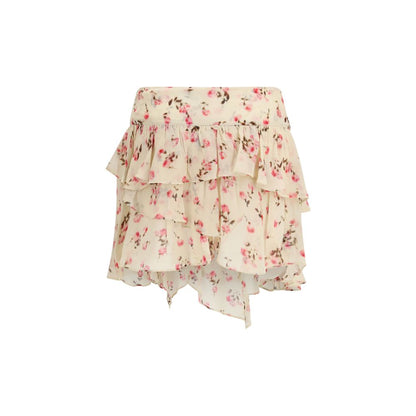 Marant Étoile Beige Lolita Flared Floral Mini Skirt