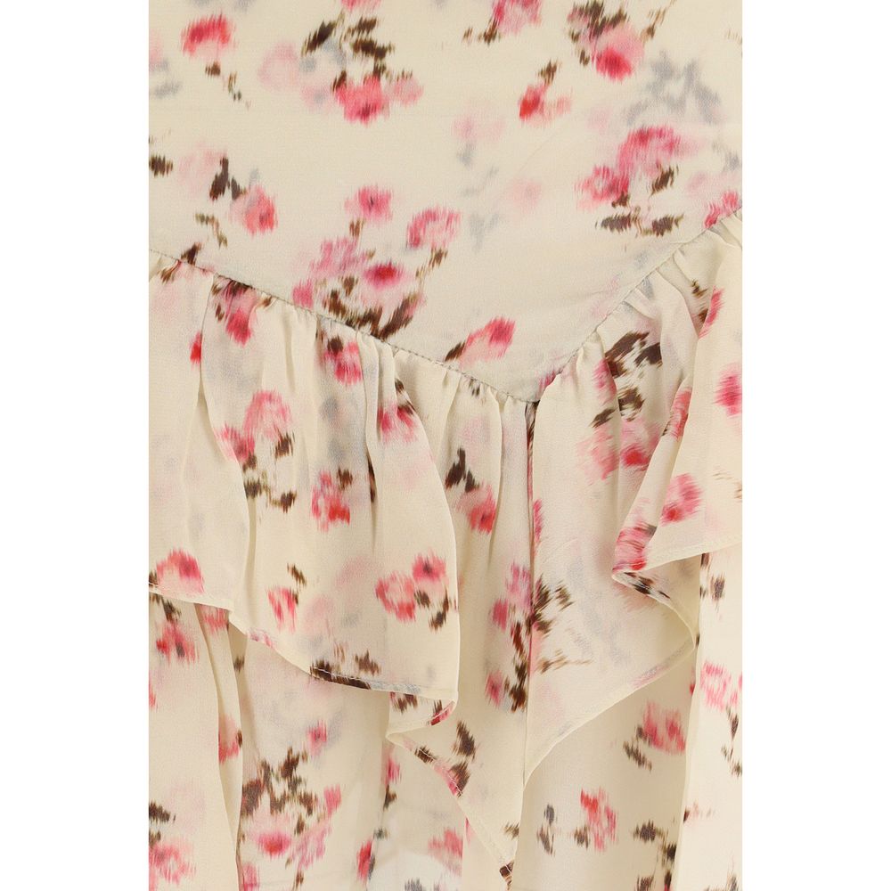 Marant Étoile Beige Lolita Flared Floral Mini Skirt