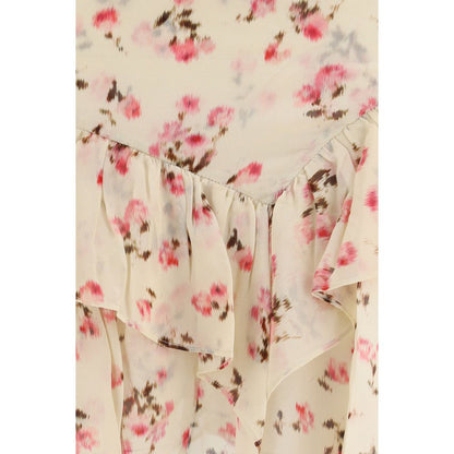 Marant Étoile Beige Lolita Flared Floral Mini Skirt