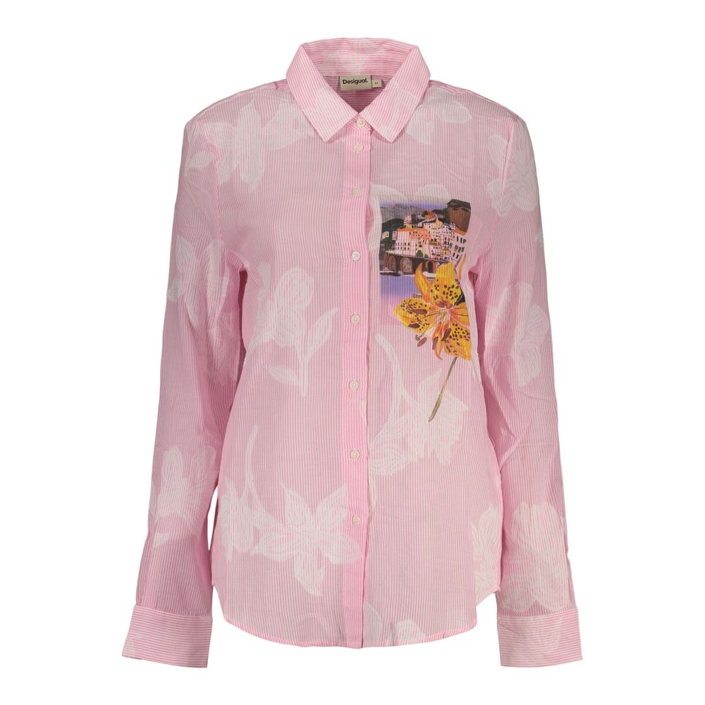 Desigual Pink Cotton Women Shirt - Bold & Playful Essence