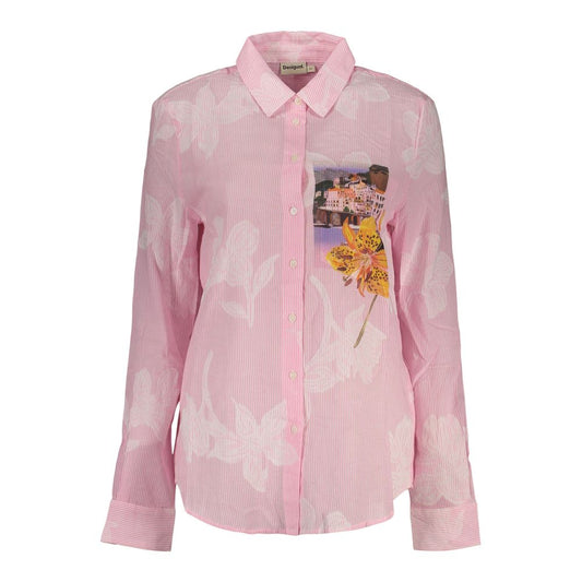 Desigual Pink Cotton Women Shirt - Bold & Playful Essence