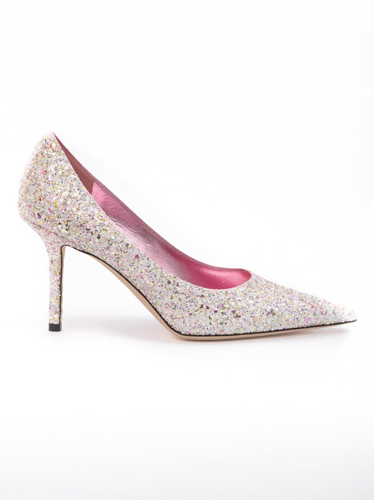 Jimmy Choo Candy Pink Glitter Love 85 Pumps: A Statement of Opulence