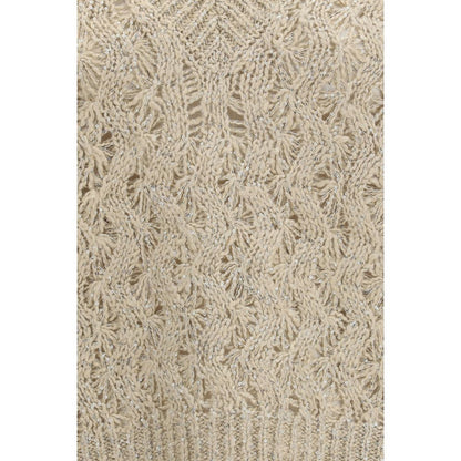 Brunello Cucinelli Beige Silk Sleeveless Sweater