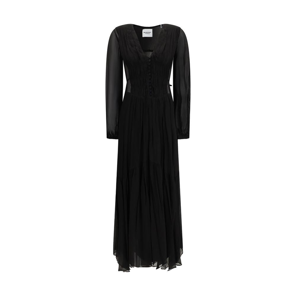 Marant Étoile Black Briane Shirred Maxi Dress