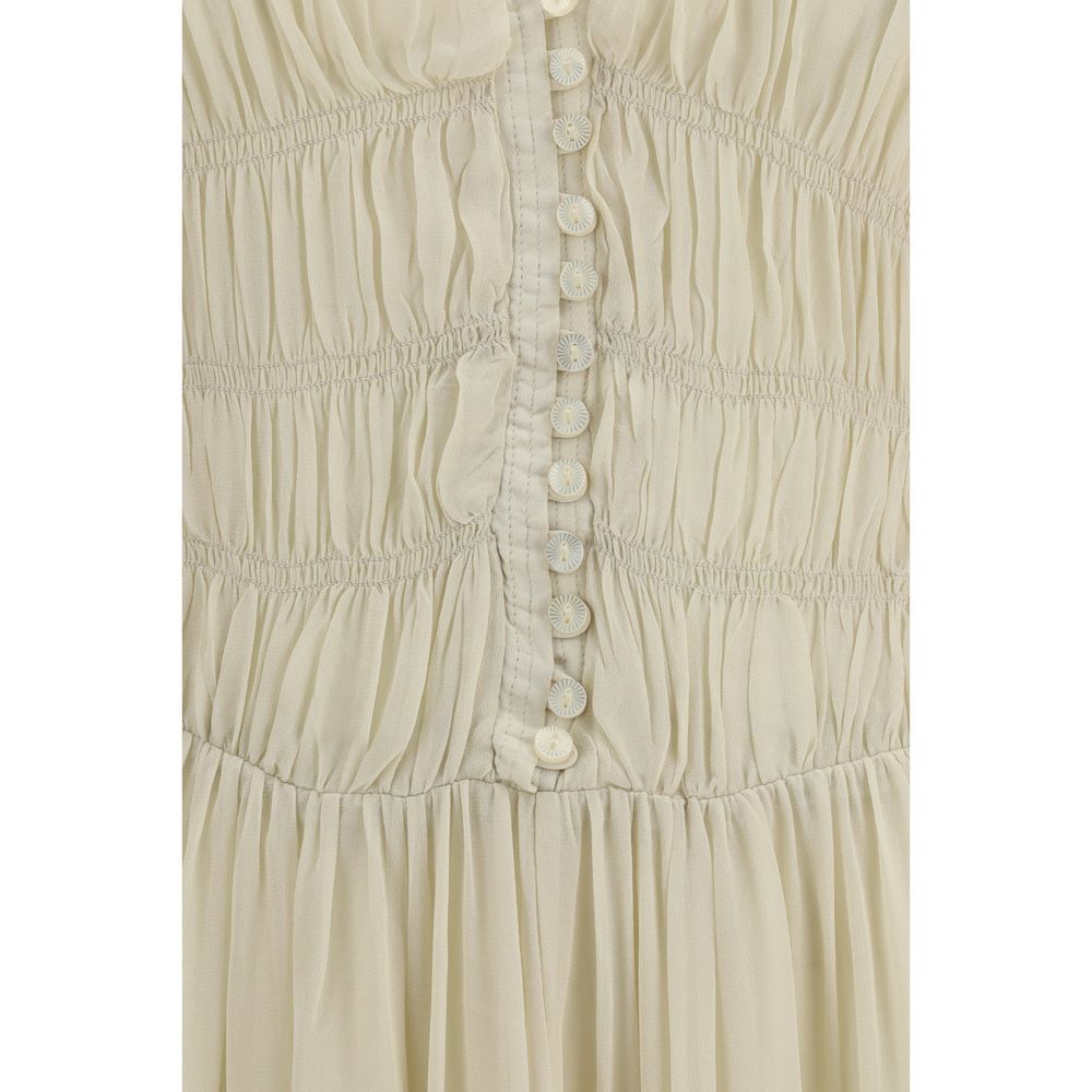 Marant Étoile Beige Buttoned Sheer Maxi Dress