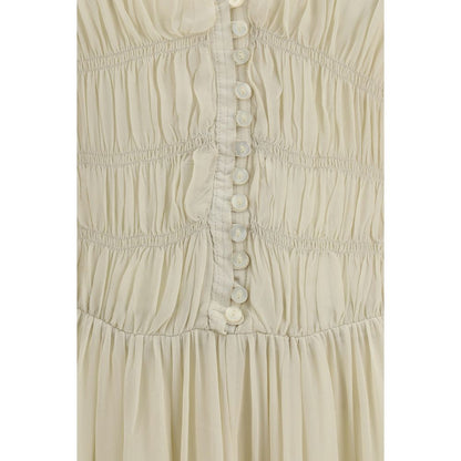 Marant Étoile Beige Buttoned Sheer Maxi Dress