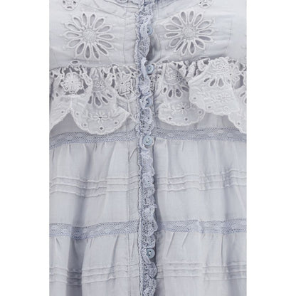 Marant Étoile Blue Cotton Paule Long Ruffled Dress