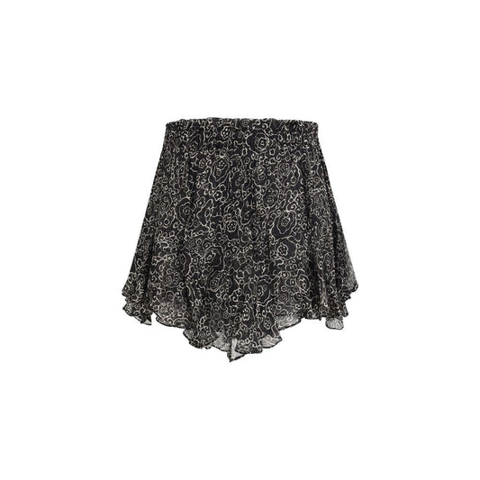 Marant Étoile Black Floral Ruffled Shorts