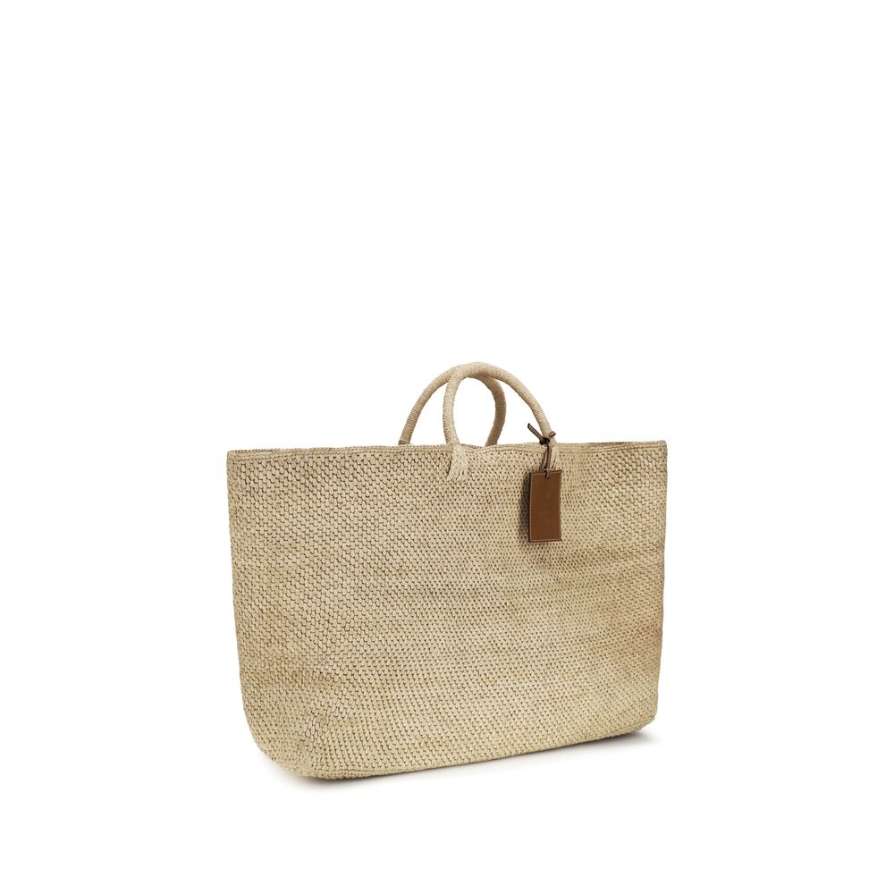Manebi Beige Raffia Handbag - Saona Maxi Tote