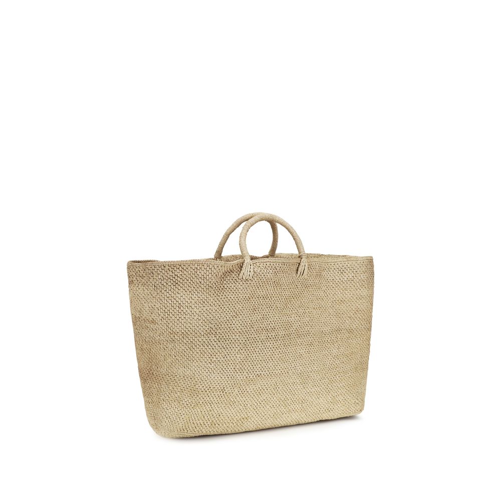 Manebi Beige Raffia Handbag - Saona Maxi Tote