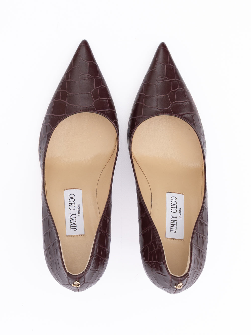 Jimmy Choo Burgundy Croco Embossed Leather Agnes Pumps - Elevate Your Elegance