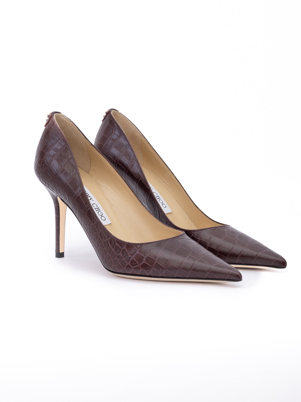 Jimmy Choo Burgundy Croco Embossed Leather Agnes Pumps - Elevate Your Elegance
