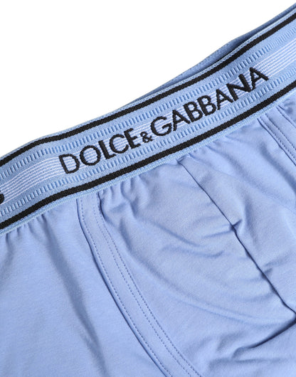 Dolce & Gabbana Light Blue Cotton Regular Boxer Underwear for Men