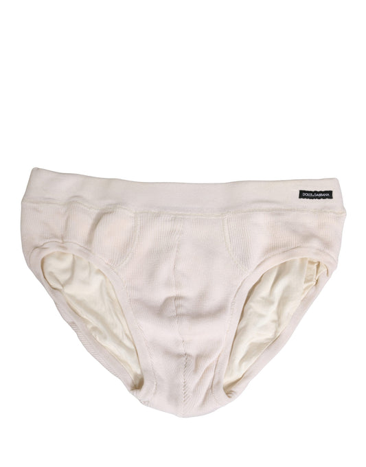 Dolce & Gabbana Off White Logo Silk Men Briefs Underwear