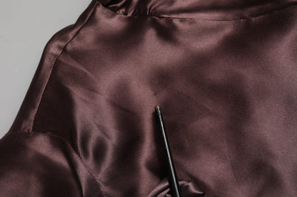 Dolce & Gabbana Violet Satin Long Sleeve Ascot Tie Shirt  Top