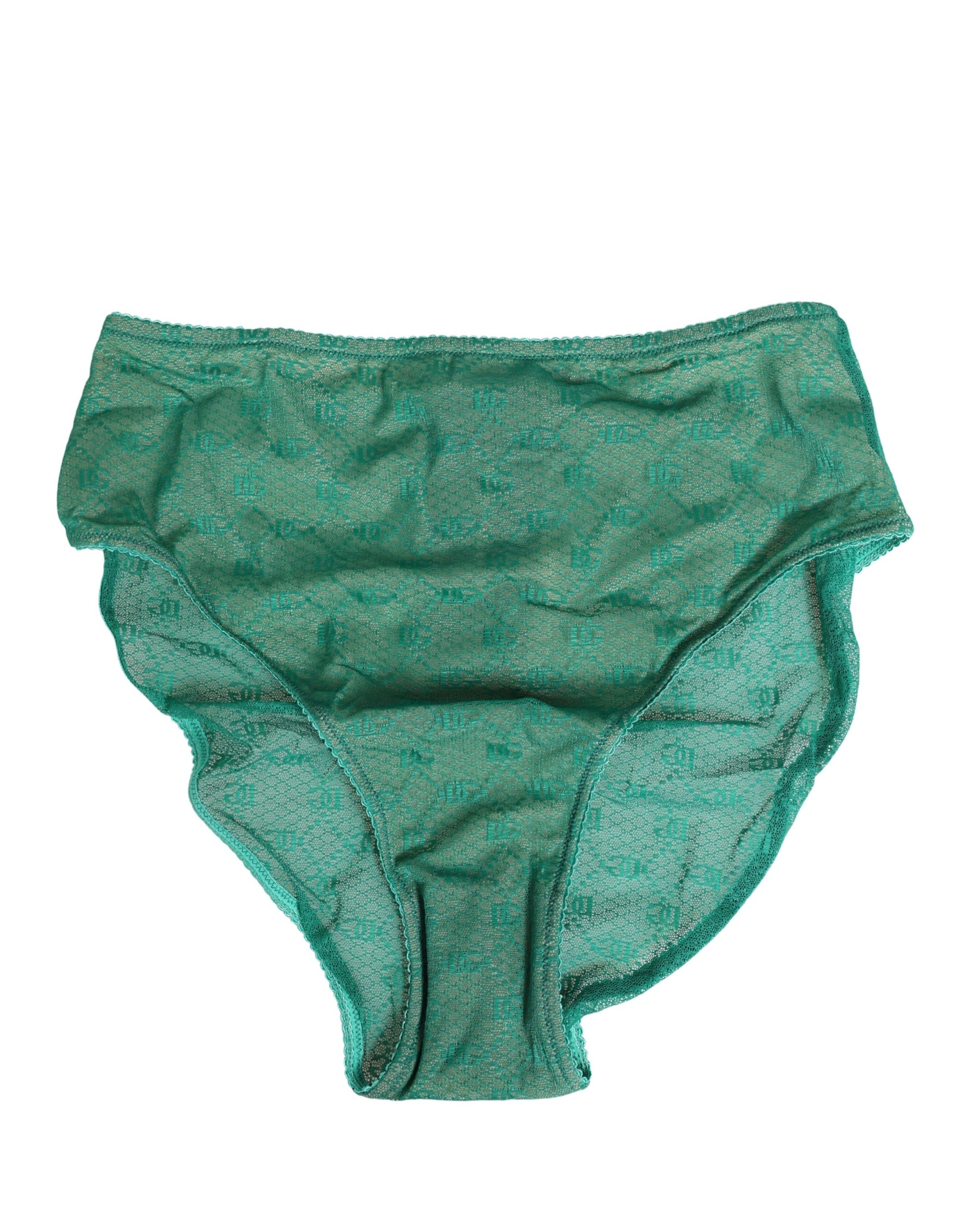 Dolce & Gabbana Green Lace Nylon DG Lingerie Panty Brief Underwear