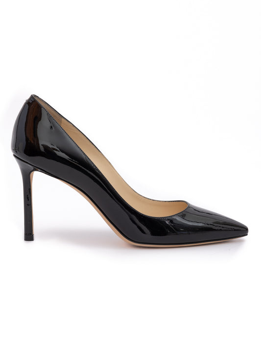 Jimmy Choo Black Patent Leather Romy 85 Pumps – Elevate Your Elegance