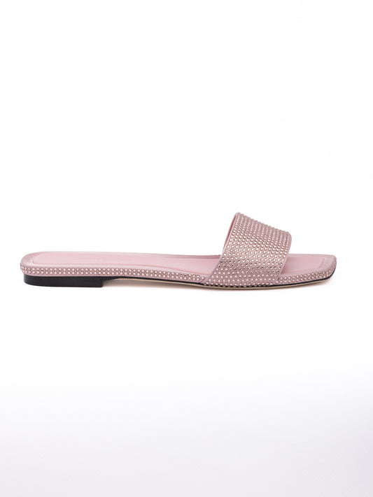Jimmy Choo Pink Satin Crystal Clovis Flat - Elevate Your Elegance