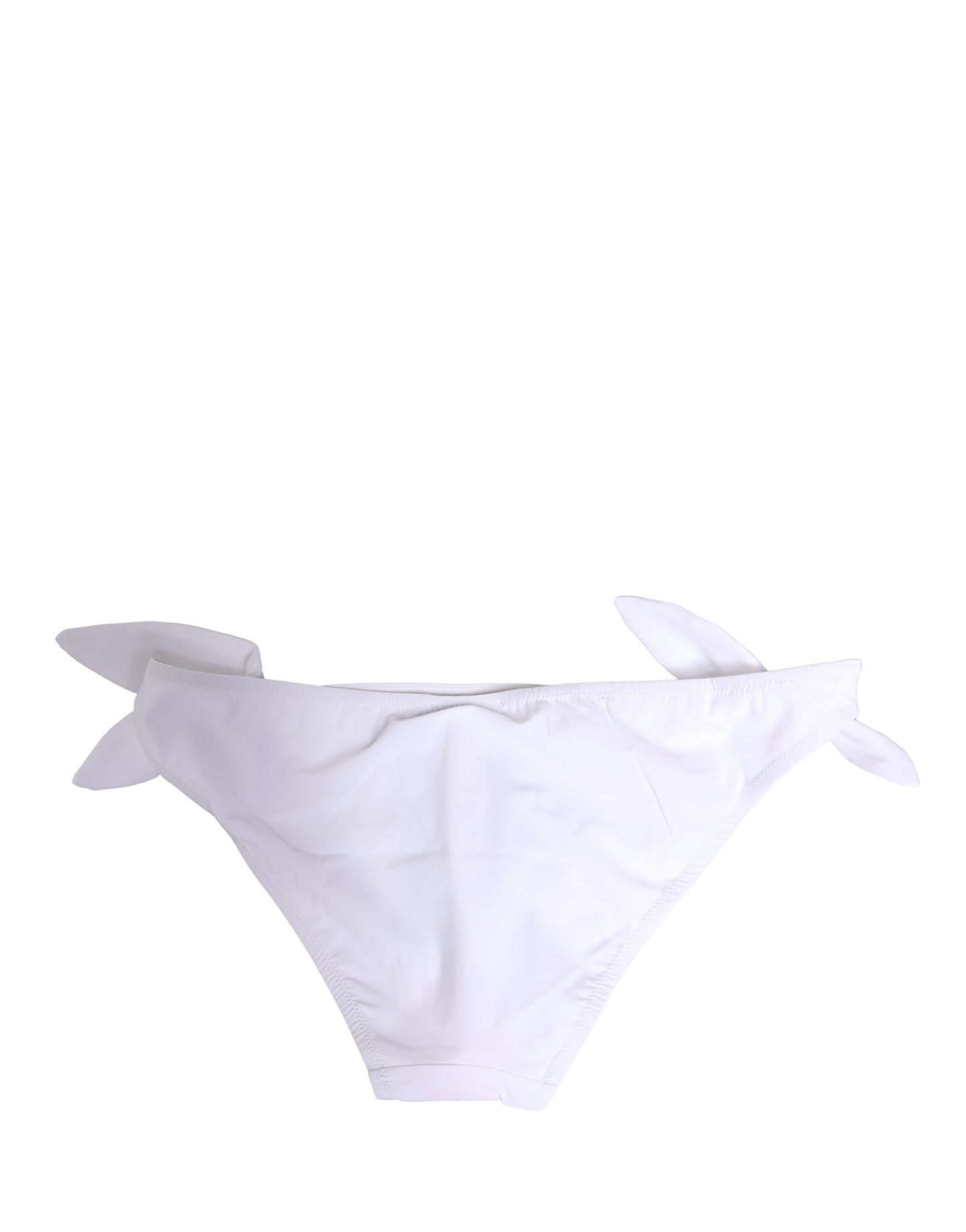 Dolce & Gabbana White Nylon DG Logo Plaque Bikini Bottoms