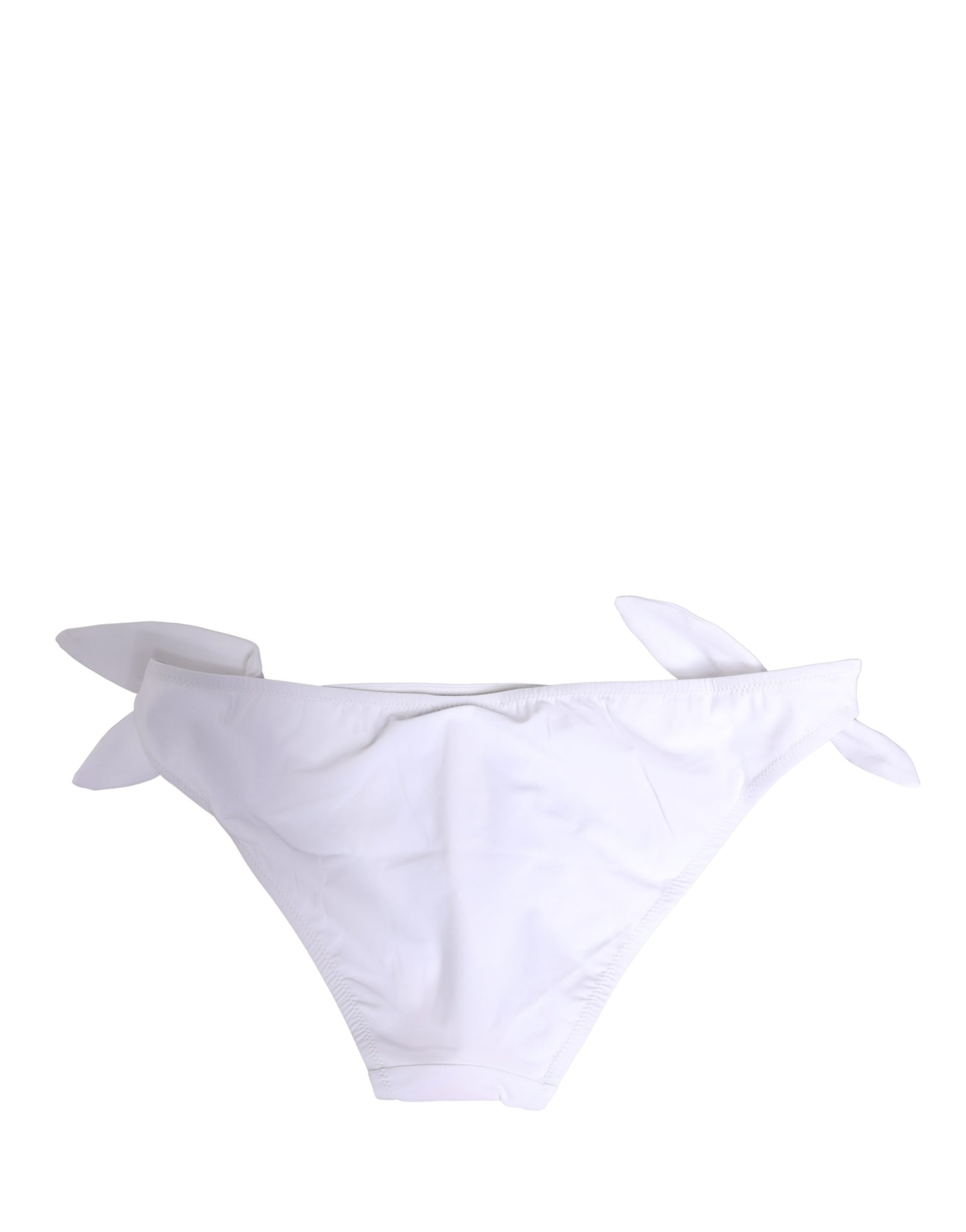 Dolce & Gabbana White Nylon DG Logo Plaque Bikini Bottoms
