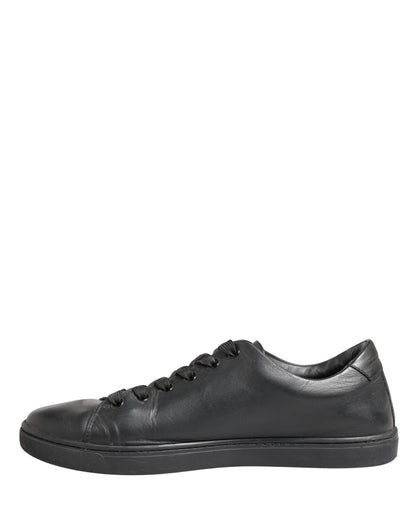 Dolce & Gabbana Black Leather Low Top Lace Up Sneakers Shoes