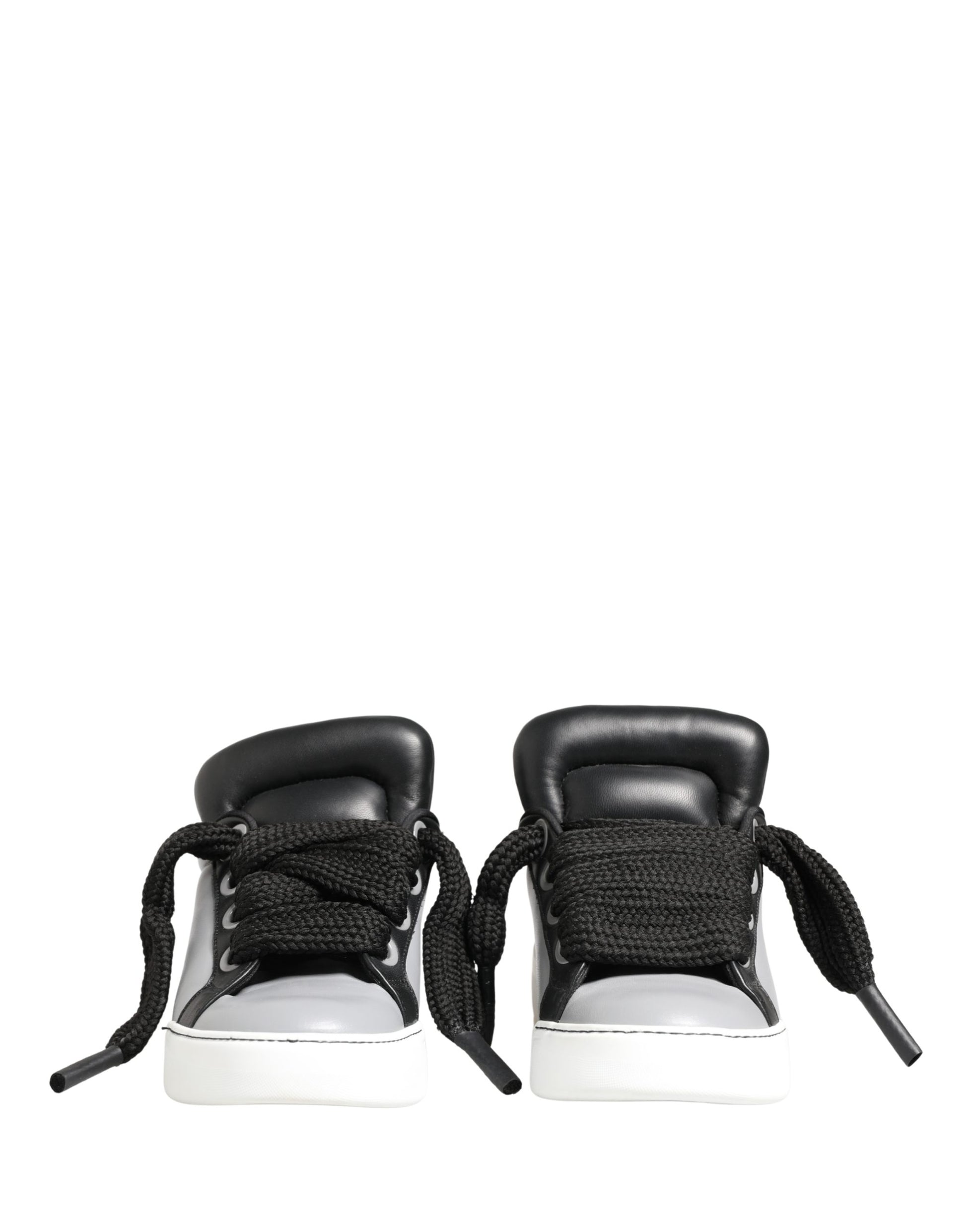 Dolce & Gabbana Gray Leather Low Top Lace Up Sneakers Shoes