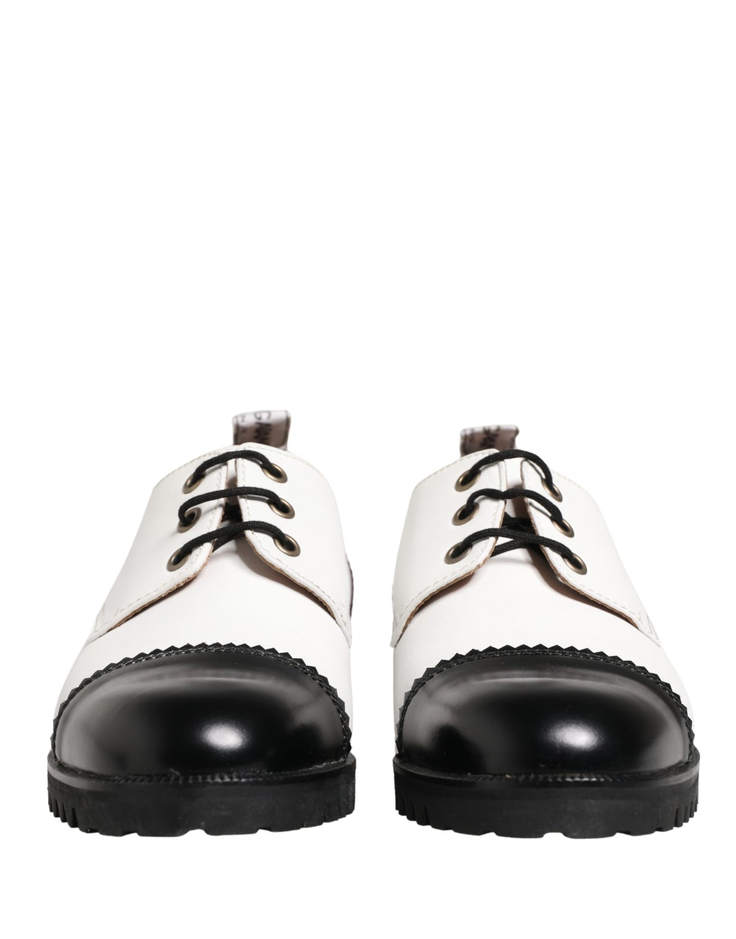 Cesare Paciotti Black White Leather Derby Shoes by Dolce & Gabbana