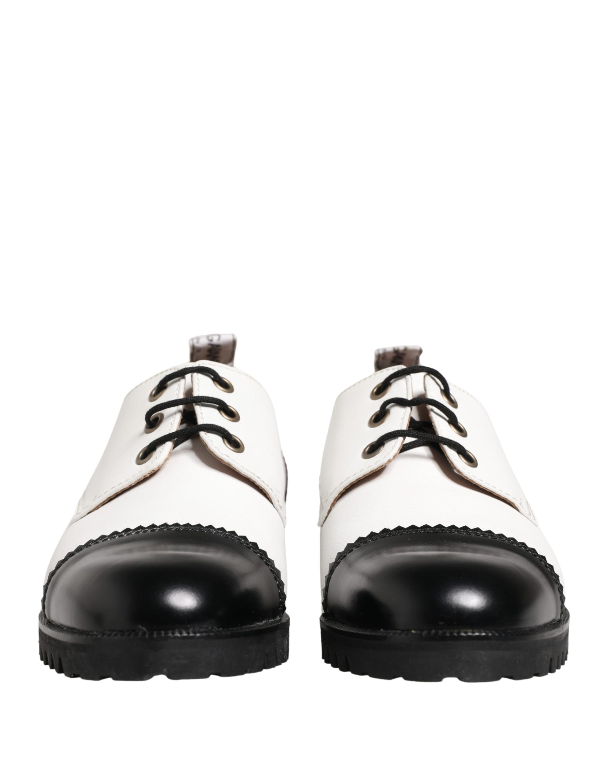 Cesare Paciotti Black White Leather Derby Shoes by Dolce & Gabbana