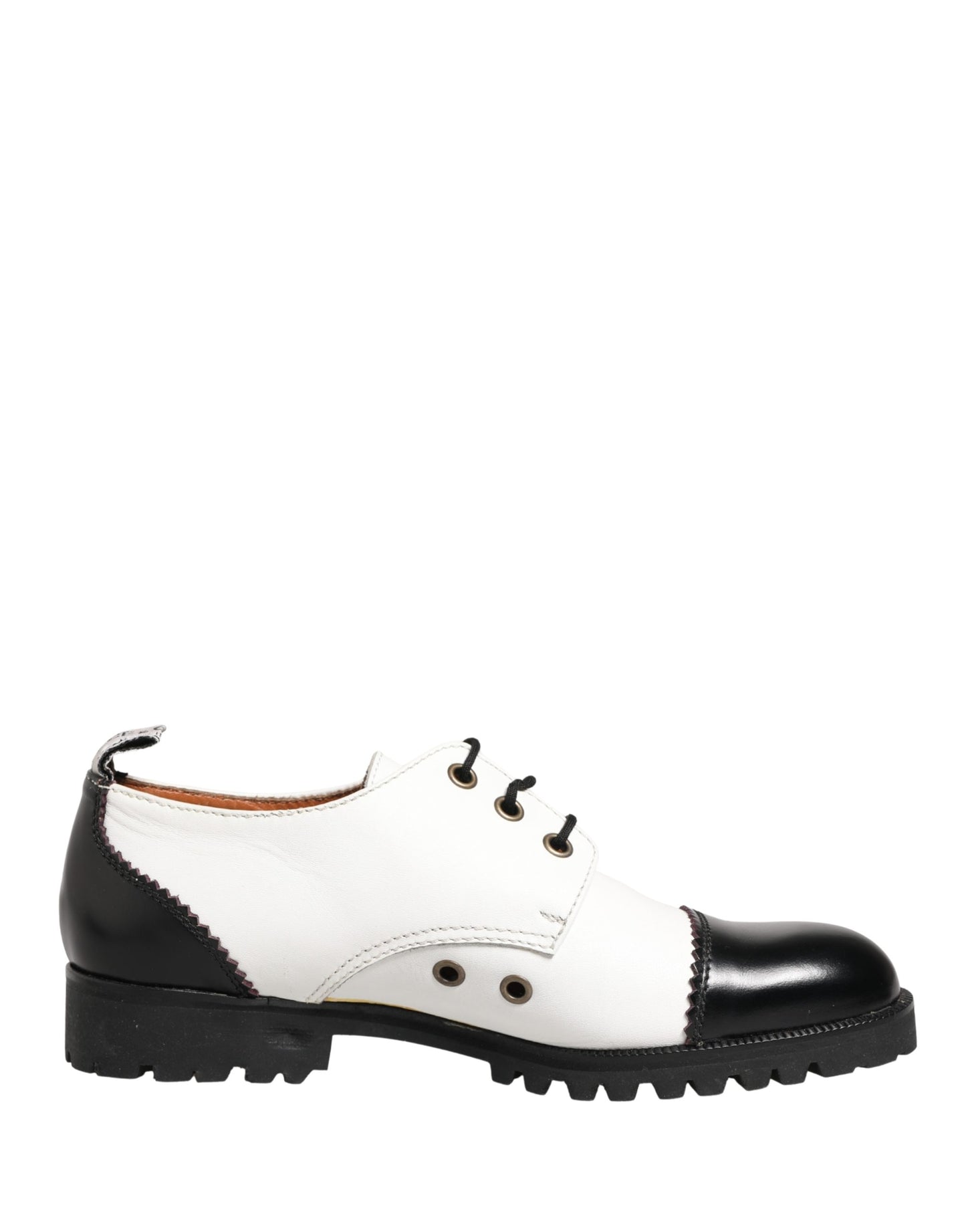 Cesare Paciotti Black White Leather Derby Shoes by Dolce & Gabbana
