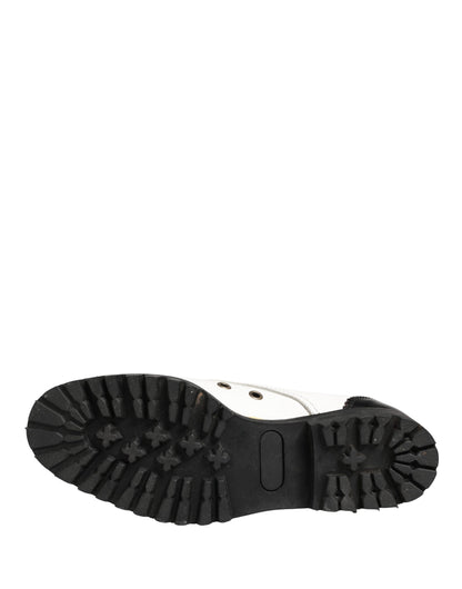 Cesare Paciotti Black White Leather Derby Shoes by Dolce & Gabbana