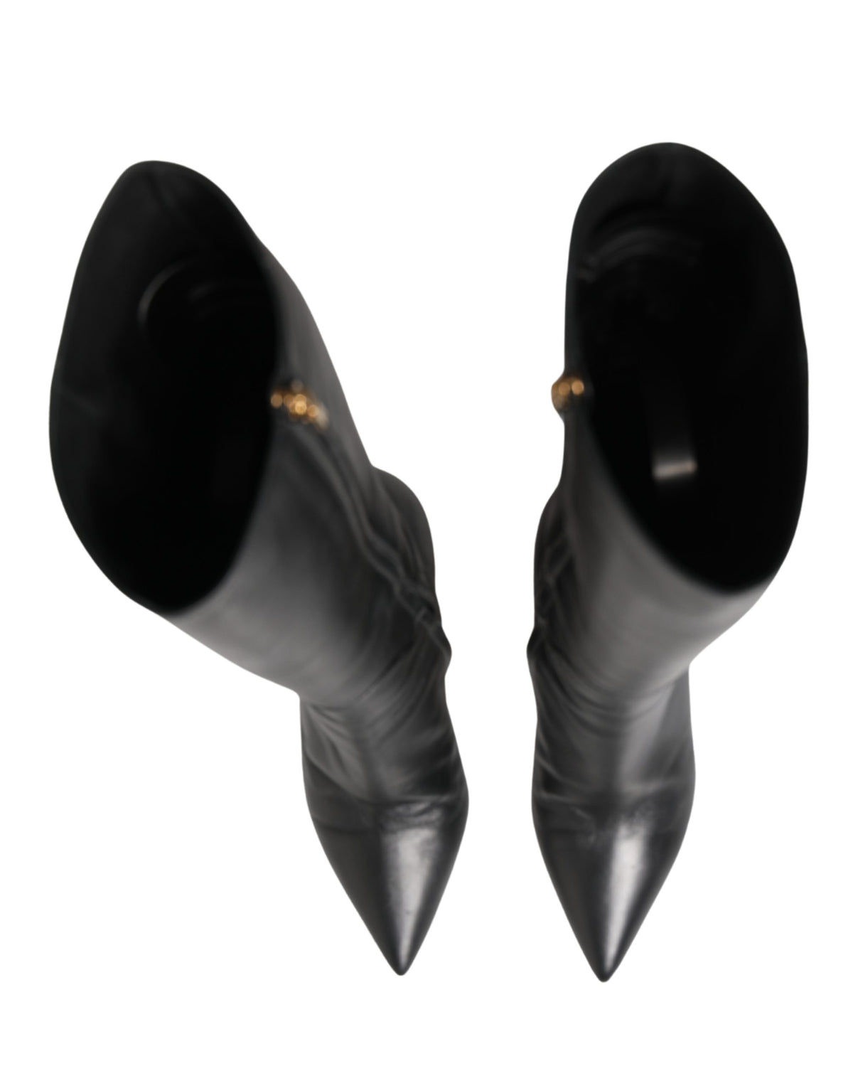 Dolce & Gabbana Black Leather Heels Knee High Boots Shoes