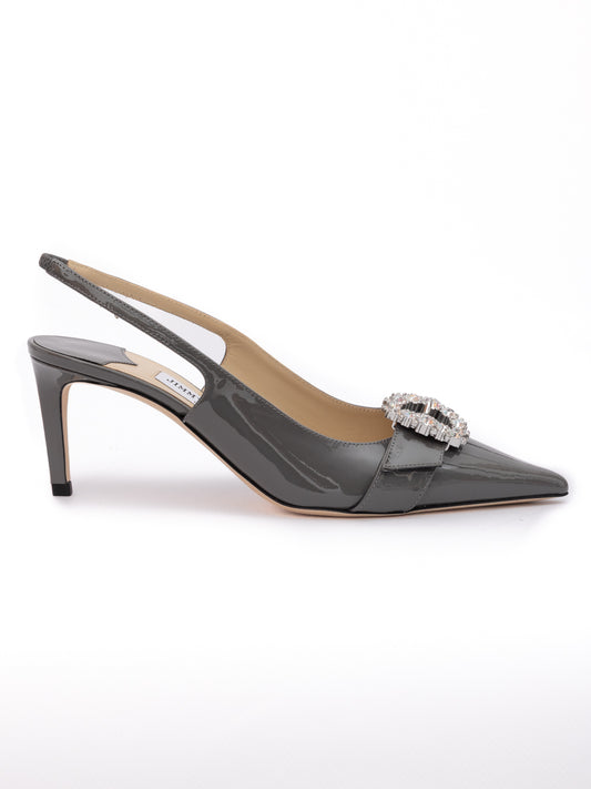 Jimmy Choo Storm Grey Patent Leather Chery SB 65 Pumps - Exquisite Luxury Footwear