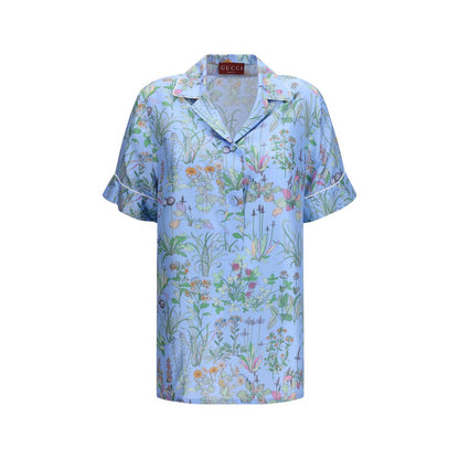 Gucci Blue Silk Pattern Shirt - Spring/Summer 2026 Collection